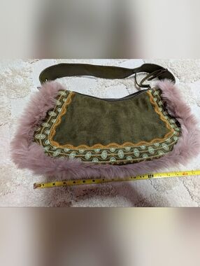 Chinese Laundry Suede and Faux Fur Shoulder Bag